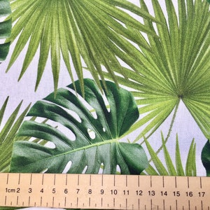 GREEN PALM LEAVES Cotton Fabric for Curtain Upholstery digital tropical leaf print 140cm wide image 5
