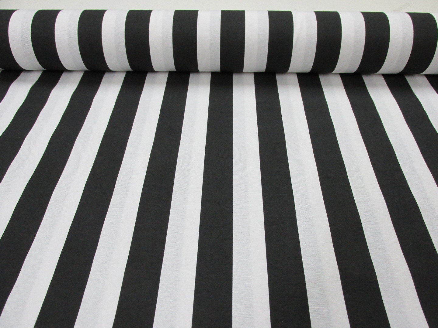 BLACK White Striped Fabric Sofia Stripes Curtain Upholstery Material 280cm  Wide 