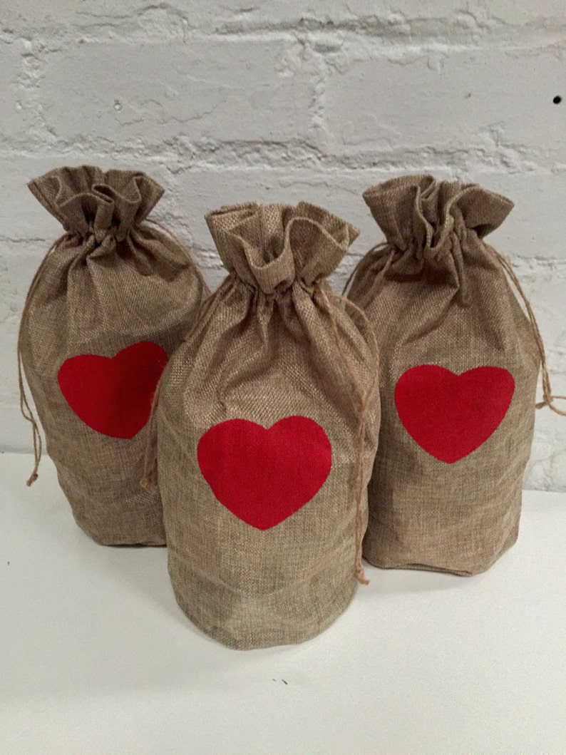 Jute Hessian Burlap Bags Jute Gift Bag Heart Christmas Etsy UK