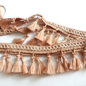 Fringe Tassel Trim Ghirlanda, Bobble Ribbon, Nastro con nappe per tende in tessuto artigianale - qualsiasi lunghezza - SABBIA D'ORO