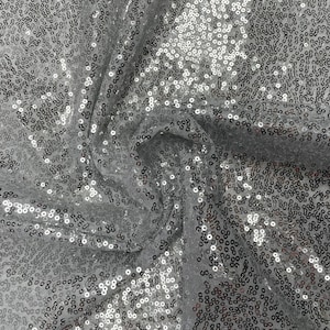 3mm Mini sequins Fabric material - 1 way stretch - 130cm or 51&quot; wide - Sparkling SILVER