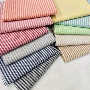 Candy Stripe Linen Fabric Light Cotton Material Cute Striped White Lines Home Decor, Dressmaking - 59" or 150cm wide