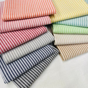 Candy Stripe Linen Fabric Light Cotton Material Cute Striped White Lines Home Decor, Dressmaking - 59&quot; or 150cm wide