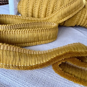 Frangia in Cotone Spazzolato – Passamaneria con Nappe 30mm – Cuscini, Tende, Arredo – Senape #16