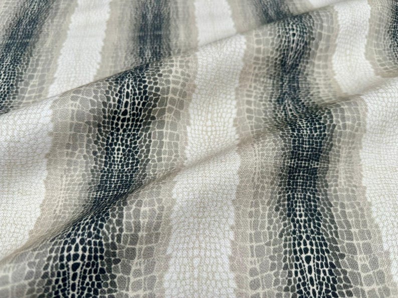 Beige Snake Skin Digital Print Fabric – Striped Python Animal Design ...