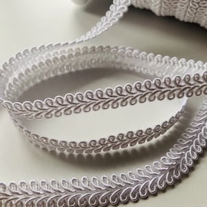 Rayon BRAID Cord Textile Gimp Scroll Chain Trim Home Decor Pillow Cushion Curtains Edge Trimming - 10mm Wide - ANY LENGTH - White