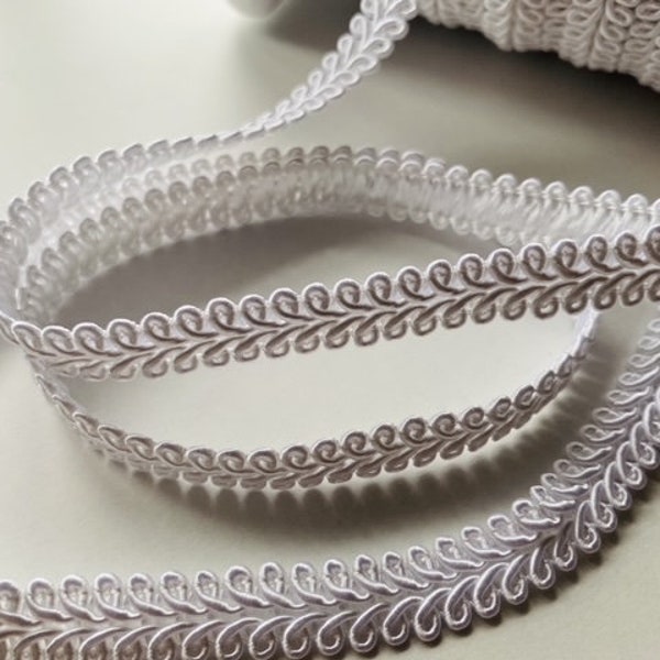 Rayon BRAID Cordon Textile Gimp Scroll de chaîne Décoration d'intérieur Oreiller Coussin Rideaux Bordure - 10 mm de large - Blanc