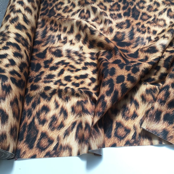 DIGI Leopard Print Cotton Fabric for Curtains Upholstery / panther animal fur digital print material / 55" wide