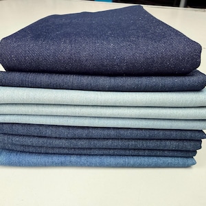 Klassisch Hellblau, Denim, Schwarz Jeans Baumwoll-Stoff Reste - 160 cm - 180 cm Breit