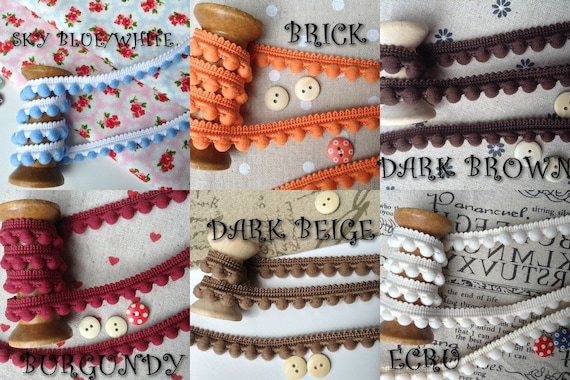 sold by 5 or 10 metres 10 METERS, BURGUNDY LushFabric POM POM Bobble Trim Fringe Trimming XL SIZE 2cm Decoration PomPons!!