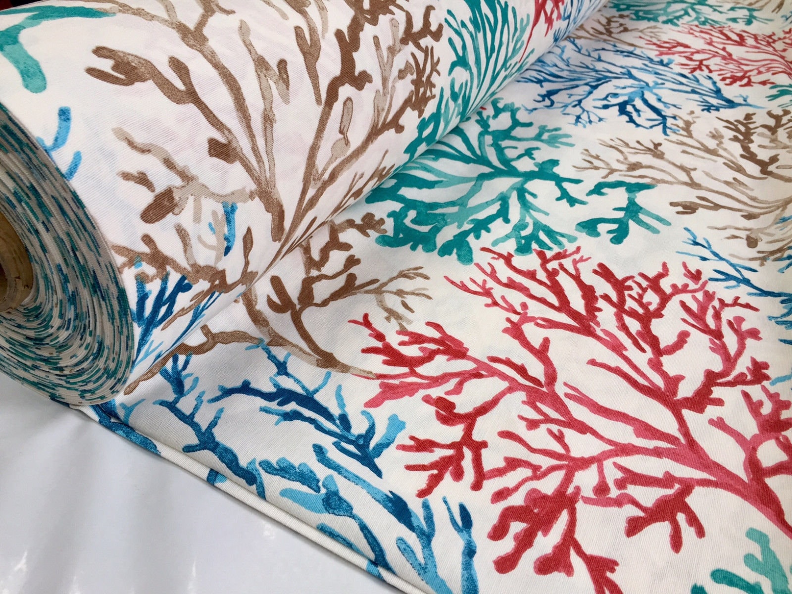 BLUE CORAL REEF Fabric Curtain Upholstery Cotton Material Sea Etsy