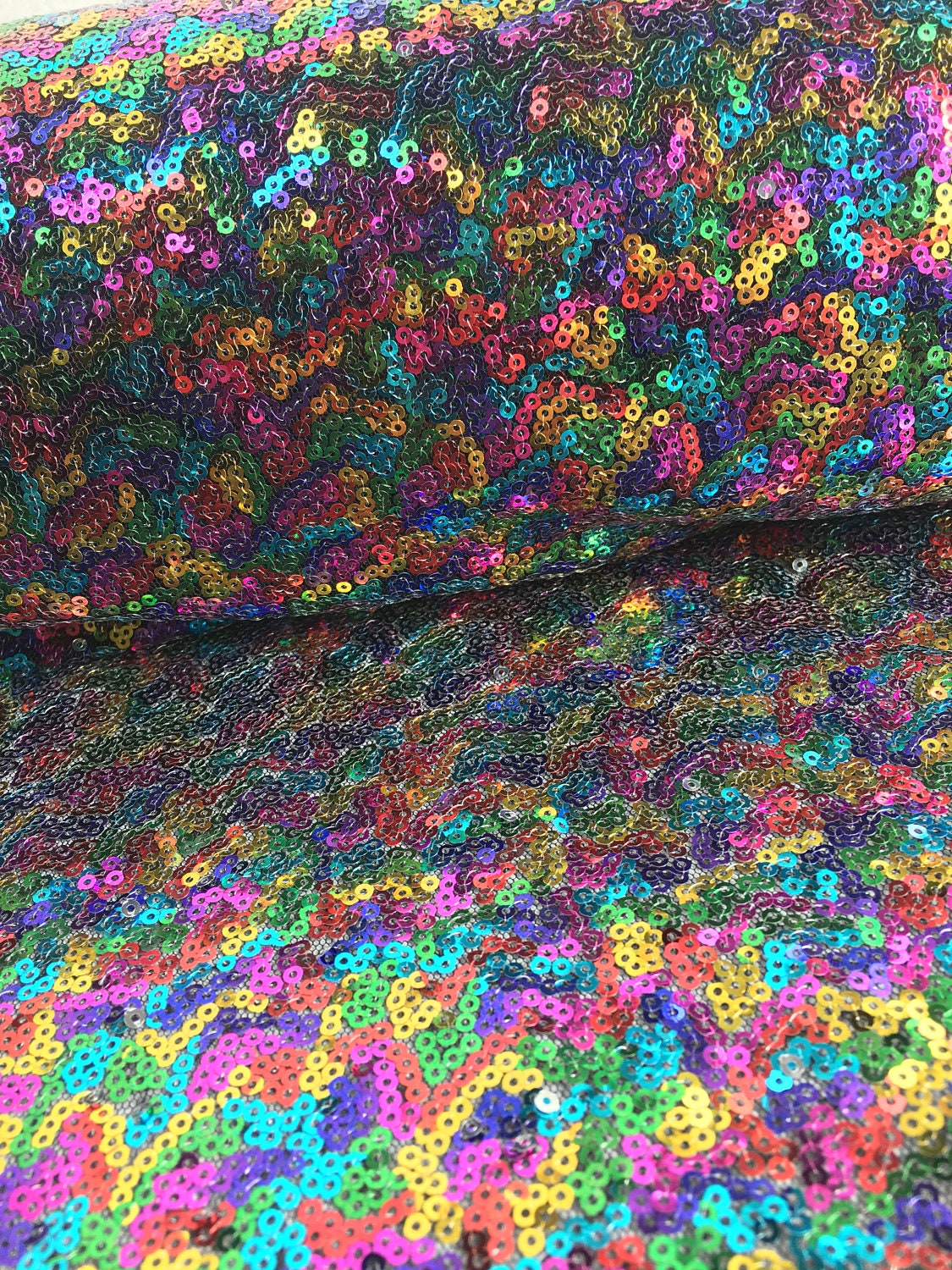 Multi Color Sequin Fabric, Rainbow Color Glitz Sequin Fabric, Rainbow  Sequins on Black Mesh Fabric, Muli Color Sequins Fabric by the Yard 