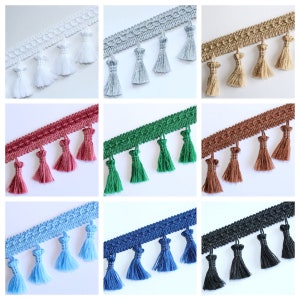 Fringe Tassel Trim Garland, Bobble Ribbon, Tape with Tassels for curtains fabric craft - 16 colours - any length