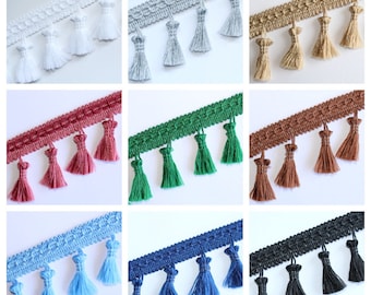 Fringe Tassel Trim Garland, Bobble Ribbon, Tape with Tassels for curtains fabric craft - 16 colours - any length