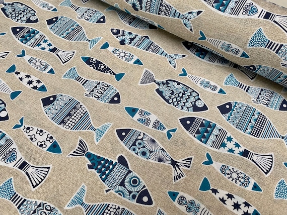 Nautical & Ocean Life Cotton Linen Look Fabric Collection 18 Designs 140cm Wide 
