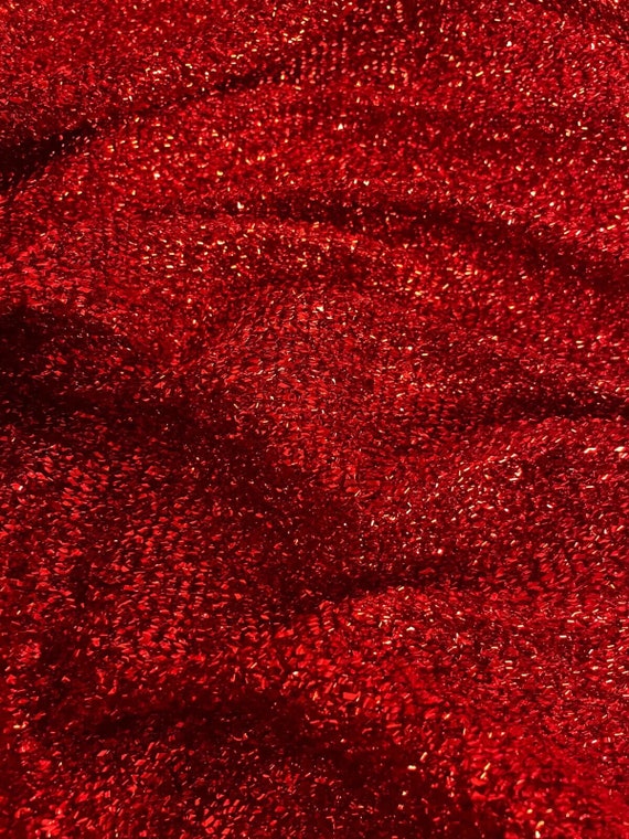 polyester fabric, Sparkling Festive Red Sequined Stretch Polyester Mesh –  Britex Fabrics