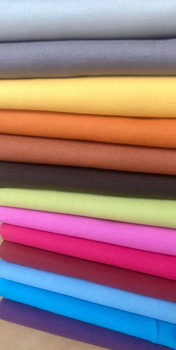 Plain Medium Weight Cotton Fabric for Dressmaking Curtains Light Upholstery  Material Mixed Colours 55/140cm Wide Canvas -  Finland