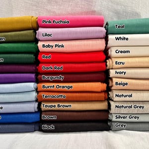 Pure Plain Linen Fabric Material Lightweight Linens for home decor, bedding, clothes, curtains - 140cm wide - 19 colours
