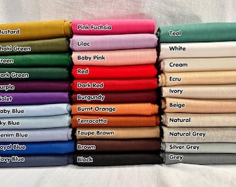 Reiner Leinenstoff Material Leichte 100% Bettwäsche für Wohnkultur, Bettwäsche, Kleidung, Vorhänge - 140 cm breit - 15 Farben