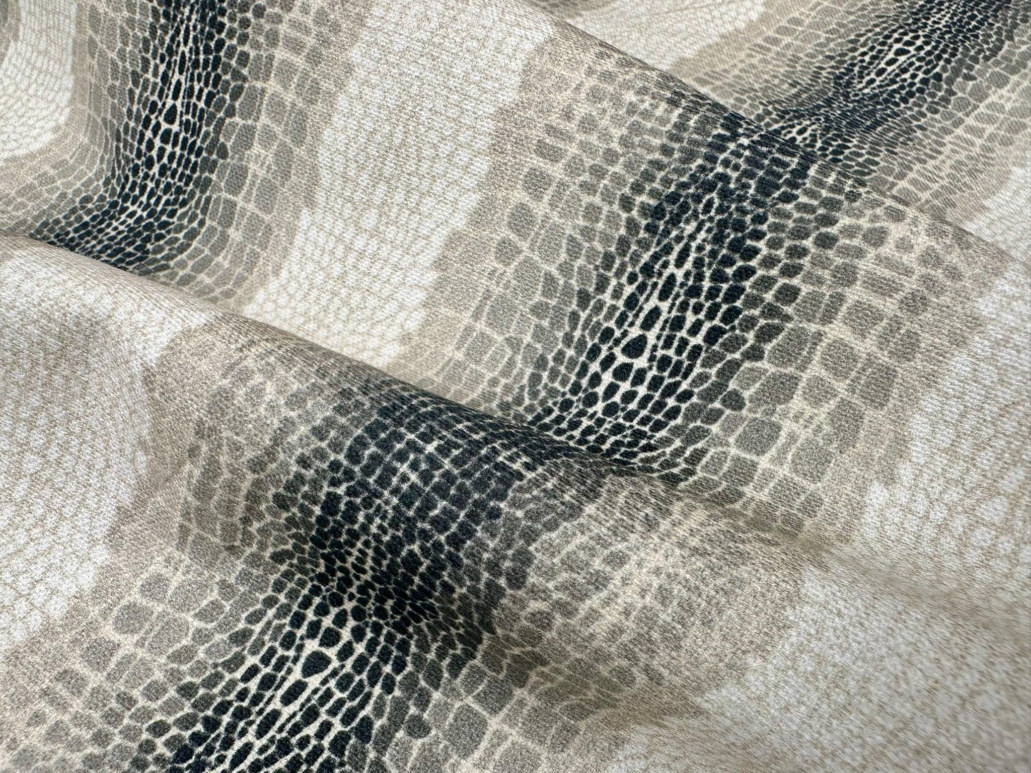 Python Skin Digital Beige Snake Skin Digital Print Fabric – Striped Python Animal Design ...