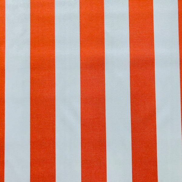 Orange & White Striped DRALON Outdoor Fabric Acrylic Teflon Waterproof Upholstery Material For Cushion Gazebo Beach - 125"/320cm Extra Wide