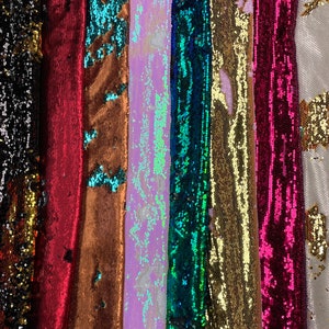 5mm Reversible MERMAID Sequin Fabric Flip Two Tone Material Home Decor Dressmaking - 130cm wide
