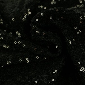 3mm Mini Sequins Fabric Material - 1 way stretch - 130cm or 51&quot; wide - Sparkling Paillettes - Black