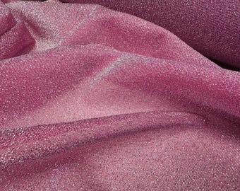 Lightweight Metallic Lurex Fabric Stretch Jersey Material - Sparkling Pink Glitter - 150cm wide