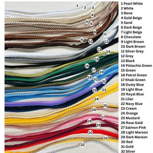 Flanged Piping Cord Twisted Rope Trim Home Decor - Pillow Cushion Curtains Edge Trimming Upholstery - 7mm Wide - ANY LENGTH