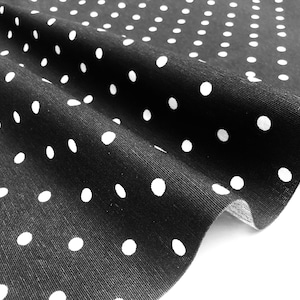 NERO Polka Dot Tessuto Bianco Macchie Pois PolyCotton Materiale Classico Chic Tessile Casa Arredamento Abito Tende Tela larga 140 cm