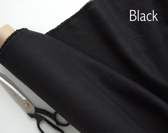 Soft Linen Fabric Material -  100% Linens Textile for Home Decor, Curtains, Clothes - 140cm wide - Plain BLACK