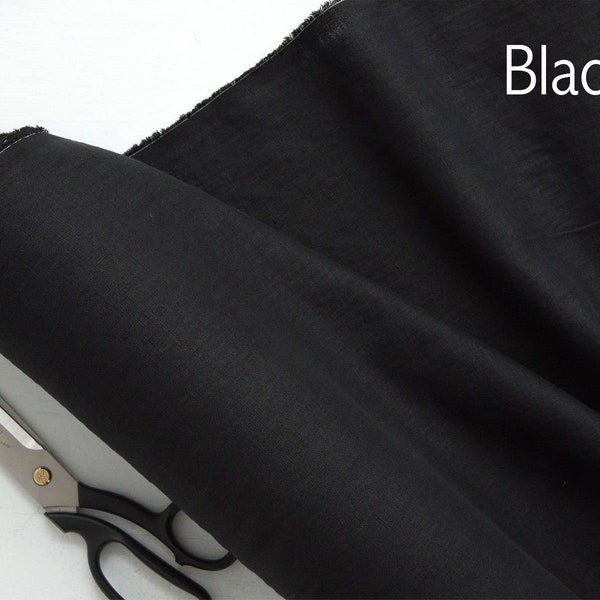 Soft Linen Fabric Material -  100% Linens Textile for Home Decor, Curtains, Clothes - 140cm wide - Plain BLACK