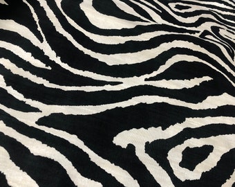 African BLACK & CREAM Zebra Stripes Print Linen Look Cotton Fabric Furnishing Curtain Upholstery Material - 54"/138cm Wide Canvas