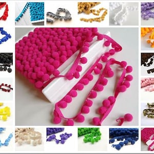Bordo con Pompon XL 2 cm - Rifinitura di Alta Qualità! Scegli tra 20 Colori #C (Venduto al Metro)