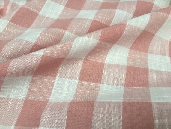 Gingham Linen Checked Linen Fabric Plaid Material Buffalo Black Check 140cm wide