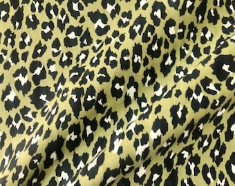 Green & Black Cheetah Leopard Animal Fur Print Panther Fabric Cotton Curtain Upholstery Material - 55"/140cm wide