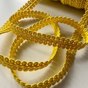 Rayon BRAID Cord Textile Gimp Scroll Chain Trim Home Decor Pillow Cushion Curtains Edge Trimming - 10mm Wide - ANY LENGTH - Yellow