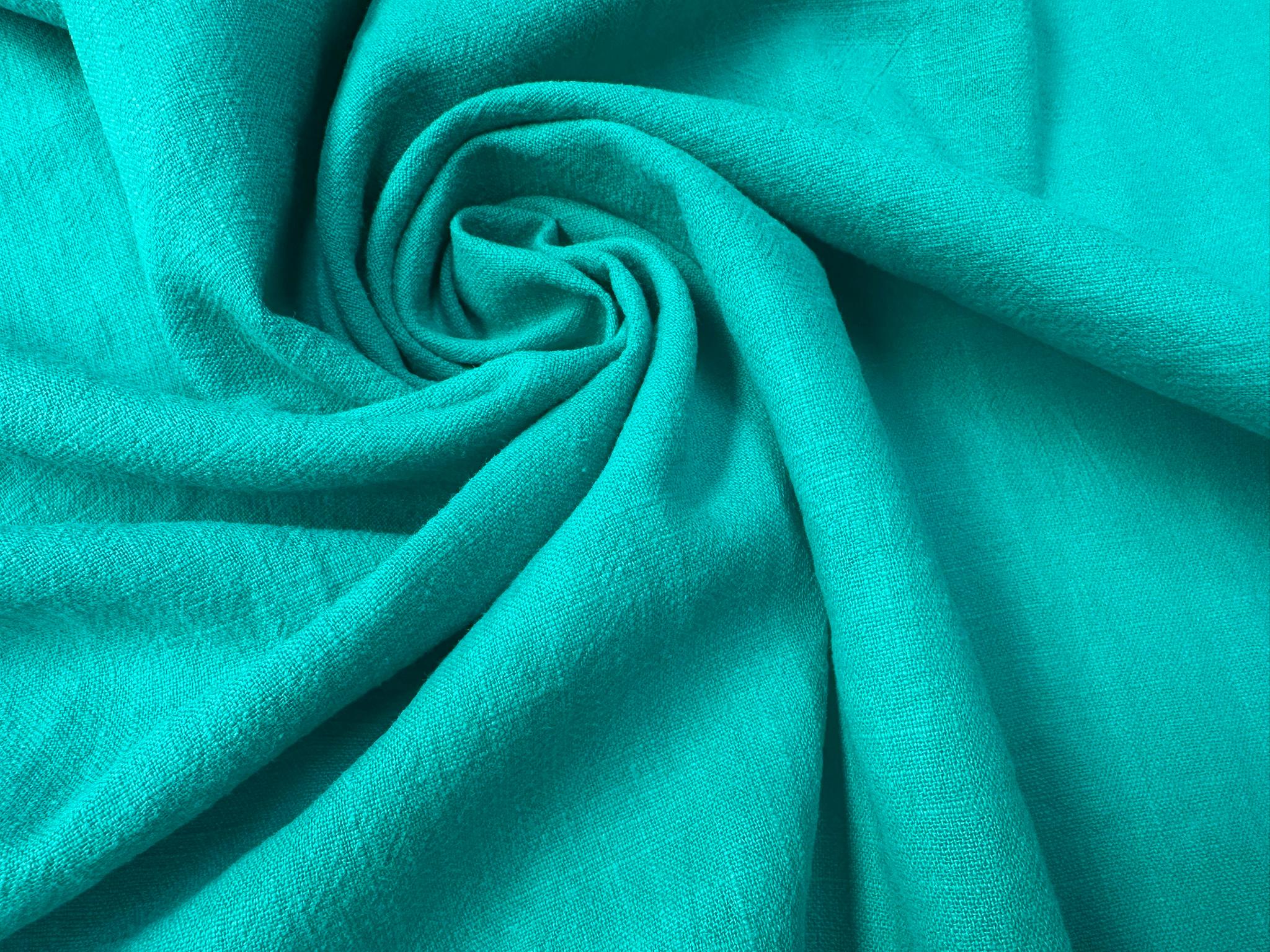 Washed Out Turquoise Turquoise Blue Stone Washed Pure Plain Linen Fabric Material - 100% ...