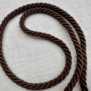 Twisted Piping Cord Rope Trim for Home Decor – Pillow Cushion, Curtains & Upholstery Edging – 7mm Wide – Any Length - Dark Brown