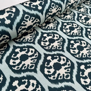 Ente Blau Ikat Floral Fan Damast Blumen Stoff Geometrische Paisley Baumwolle Material Vorhang Polster Home Decor - 56 "/ 144 cm breit