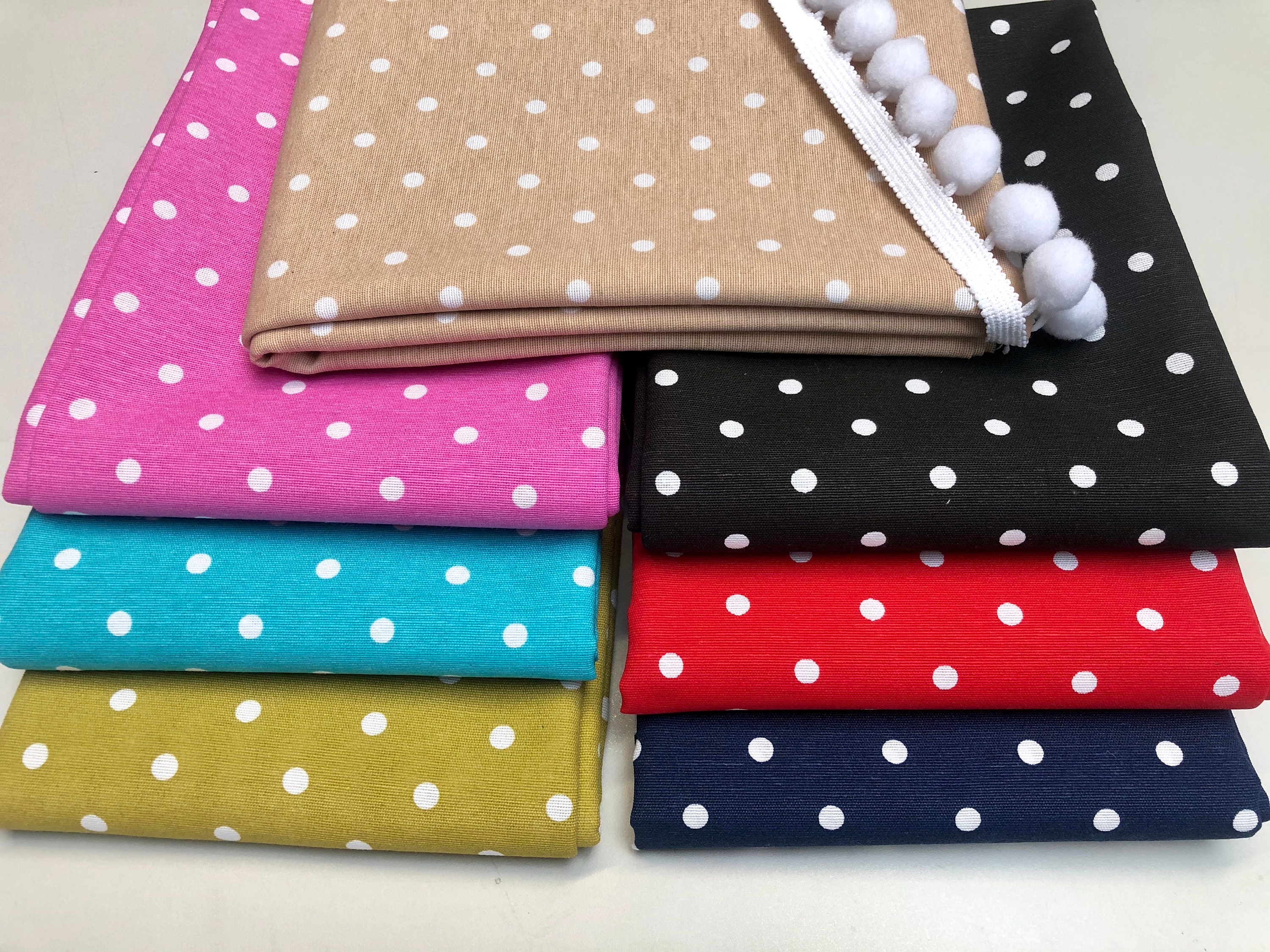 polka dot cotton dress material Polka Dot Fabric White Spots Dots Polycotton Material Shabby Classic Chic  Textile Home Decor Dress Curtains - 55''/140cm Wide Canvas