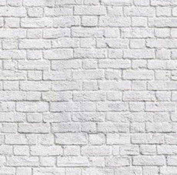 Wonderlijk WITTE bakstenen muur Print katoenweefsel voor gordijnen | Etsy LT-95