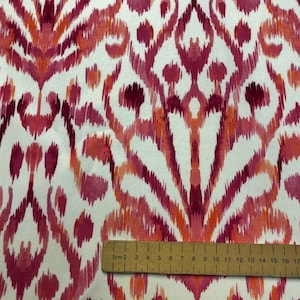 Abanico Floral Ikat rosa, tela de flores de Damasco, Material de algodón Paisley geométrico, cortina para tapicería, decoración del hogar, 55 /140cm de ancho imagen 3