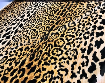 Leopard Jaguar Print Cotton Velvet Fabric Braemore Jamil Natural Home Decor Textile Upholstery Animal Skin Fur Material - 54&quot; wide Per Yard