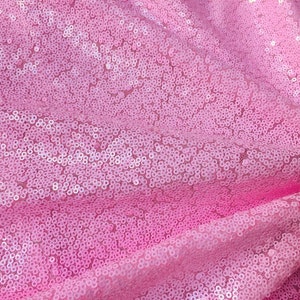 3mm Mini Sequins Fabric Material - 1 way stretch - 130cm or 51&quot; wide - Sparkling Paillettes - Baby Pink