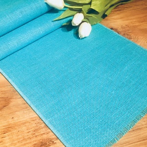 TURQUOISE Rustic Burlap Jute Runners For Events, Weddings, Home - Jute Hessian Table Runner - 12&#39;&#39; or 30cm wide