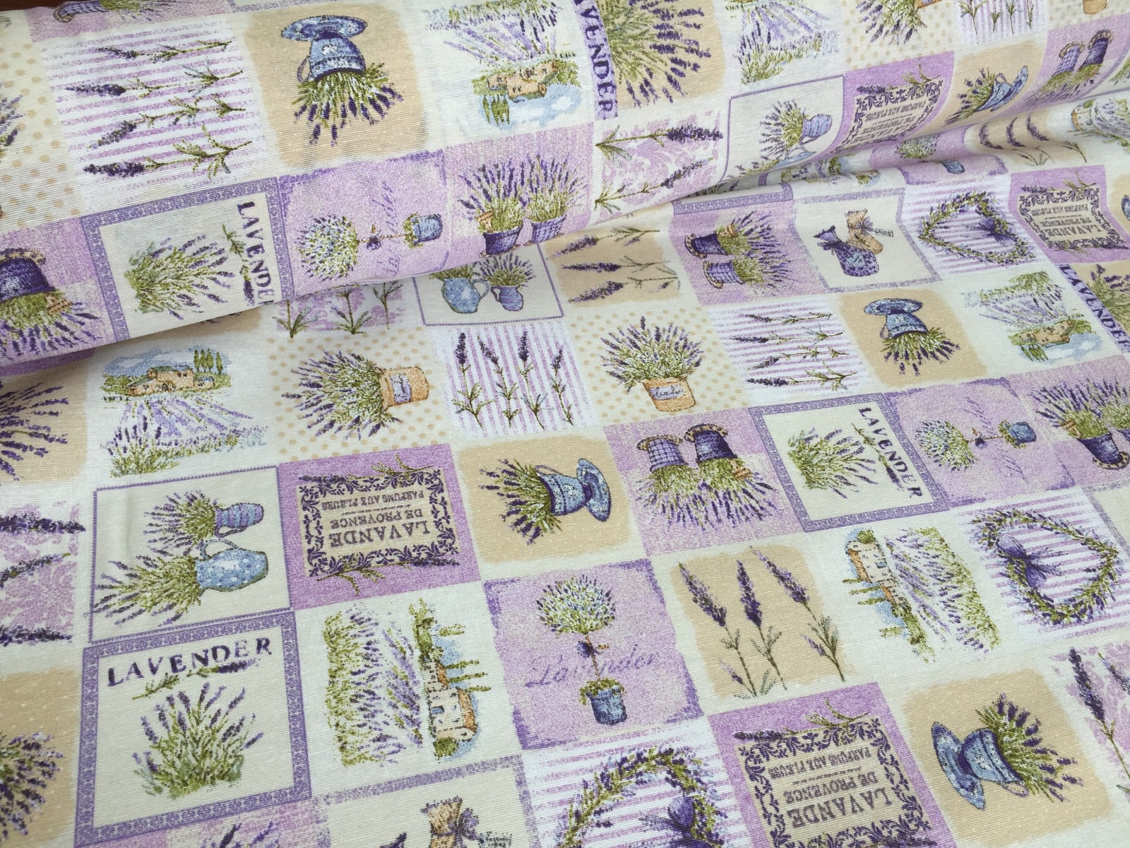 French Lavender Print Cotton Fabric Lilac Floral Curtains Upholstery …