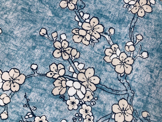 AZUL Japonés Sakura Flor Cerezo Floral Sarga Cortina Tela - Etsy España