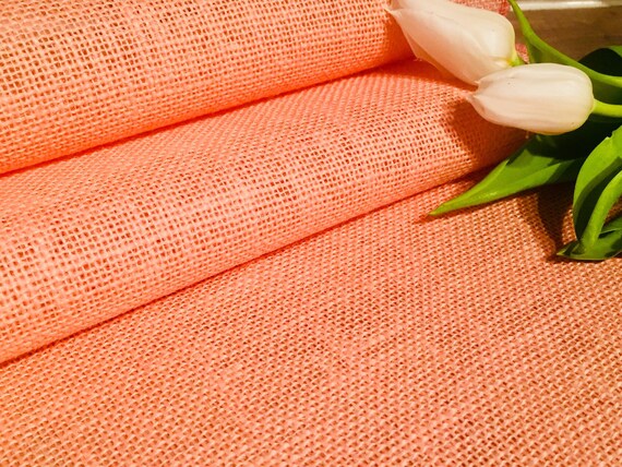 SALMON Pink Dyed HESSIAN 100 JUTE Fabric Sacking Material 10oz