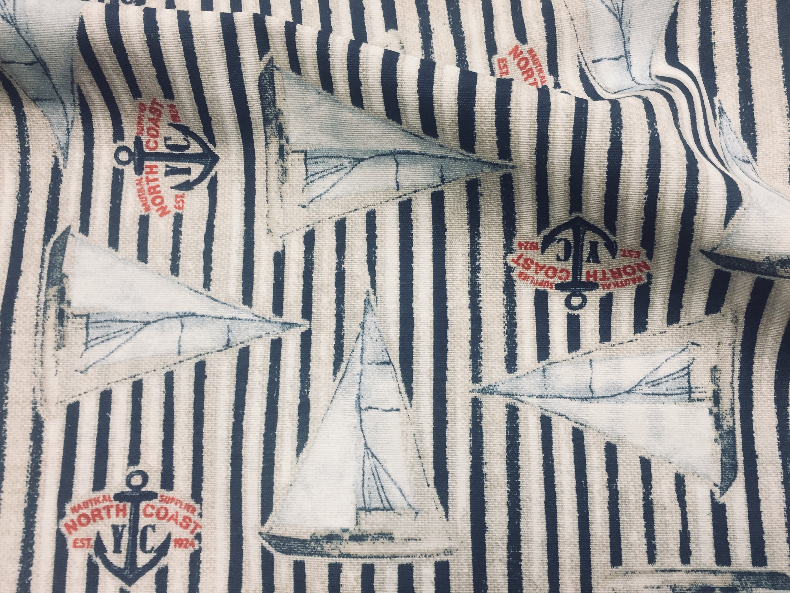 Sailboat Fabric Marine Stripe Nautical Curtain Yacht Boat Etsy UK